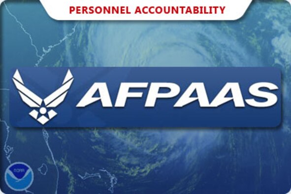 Airmen and family members displaced from their home stations because of a natural disaster or crisis should log into or call the Air Force Personnel Accountability and Assessment System to help leaders and personnel readiness managers account for their personnel and provide immediate assistance to those in need.