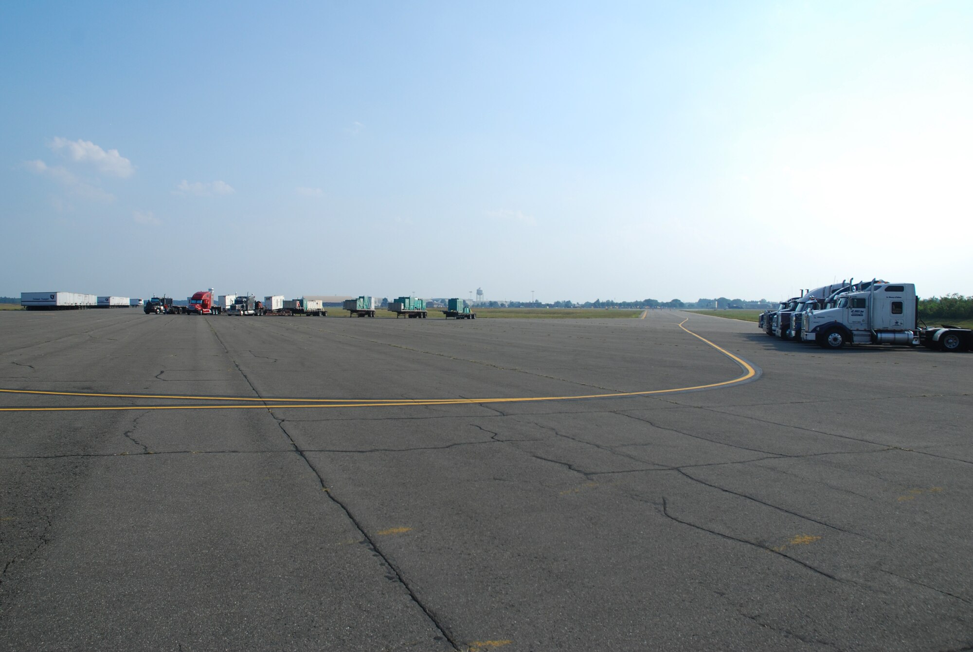 About 35 Federal Emergency Management Ageny tractor trailers loaded with water, generators, tarps, food and other emergency supplies arrived at Westover on September 2 in preperation for the possible landfall of Hurricane Earl in New England.  Westover and FEMA have had emergency plans in place for six years, but Hurricane Earl marks the first time the base is being used as a staging point for FEMA Region 1, which encompasses all of New England.