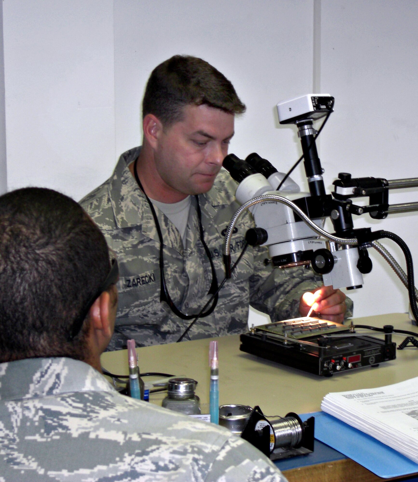 SPANGDAHLEM AIR BASE, Germany -- Tech. Sgt. Steve Zarecki, 372nd Training Squadron/Detachment 17 micro-miniature circuit board repair instructor, is the 52nd Fighter Wing Top Saber Performer for the week of Sep. 3-9. (U.S. Air Force courtesy photo)