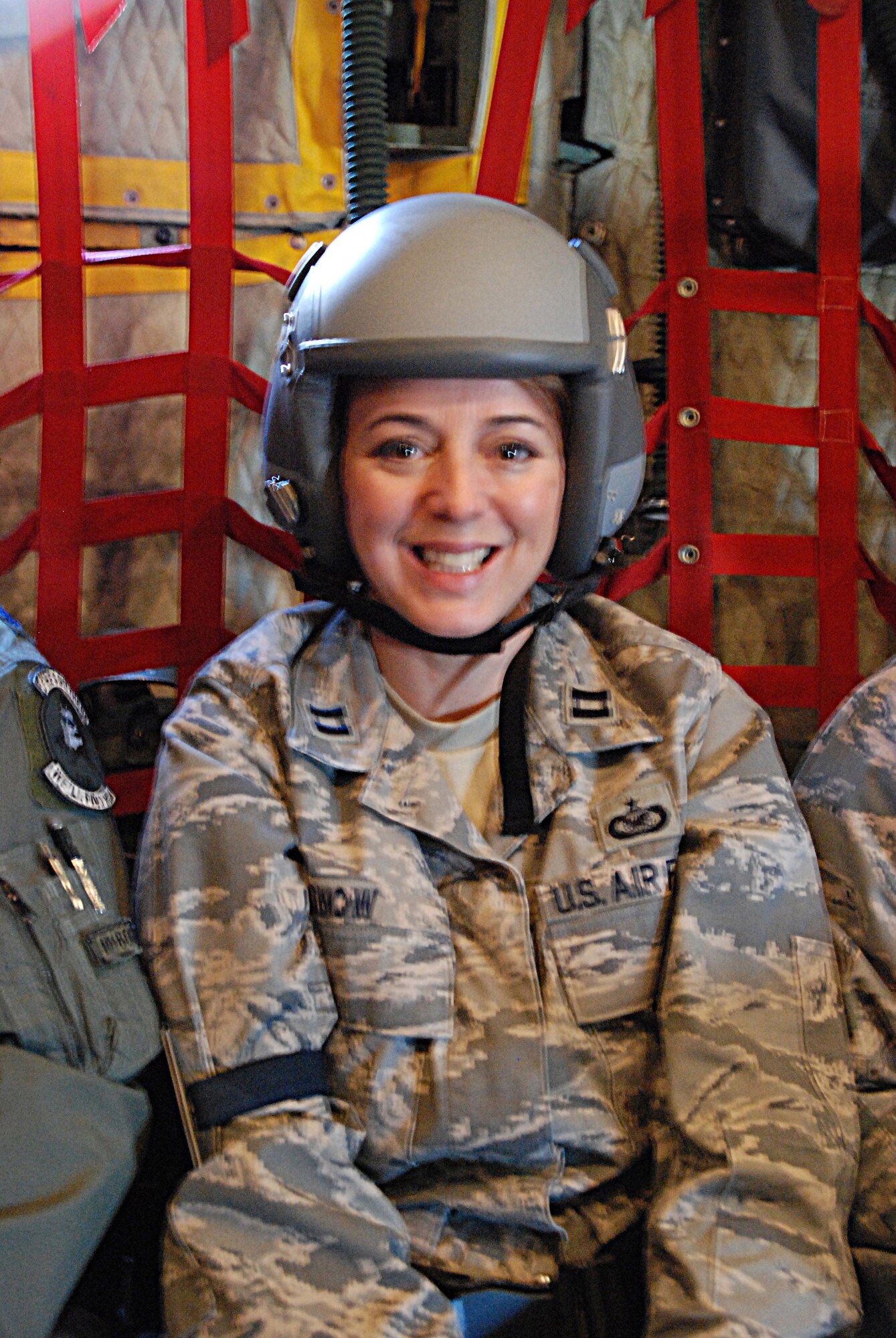 Capt. Cathleen Snow, 920th Rescue Wing, on an C-130 flight. (Courtesy photo)