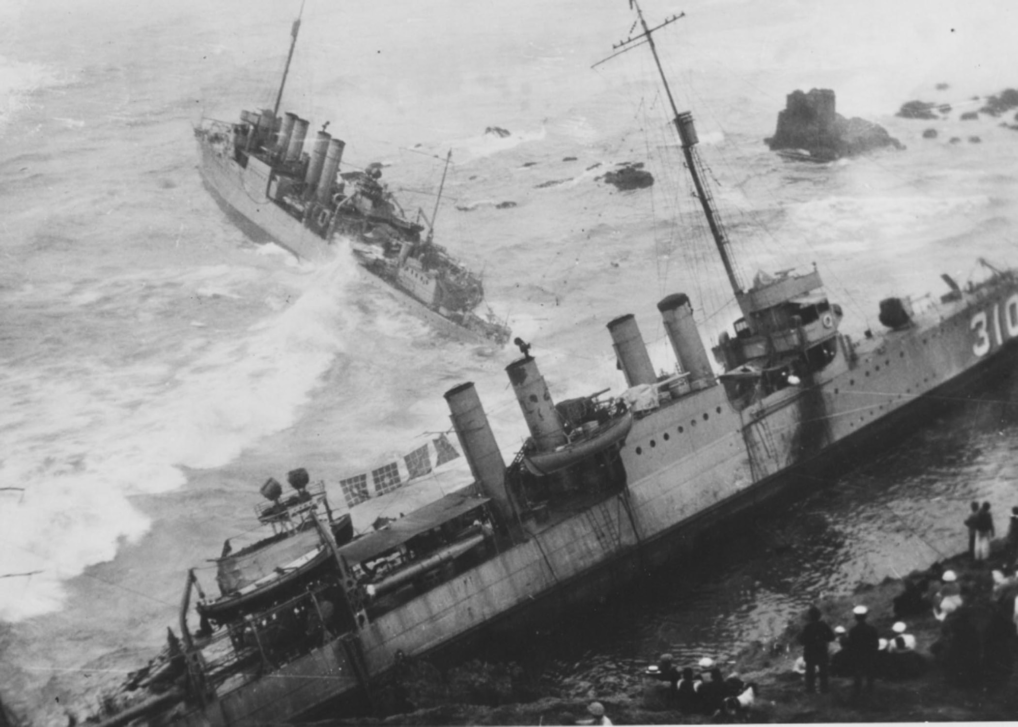 VANDENBERG AIR FORCE BASE, Calif. - Twenty-three Sailors lost their lives as seven U.S. Navy destroyers wrecked against the rocks near the Vandenberg shores here in 1923. This tragedy was later referred to as the Honda Point disaster. (U.S. Air Force photo)