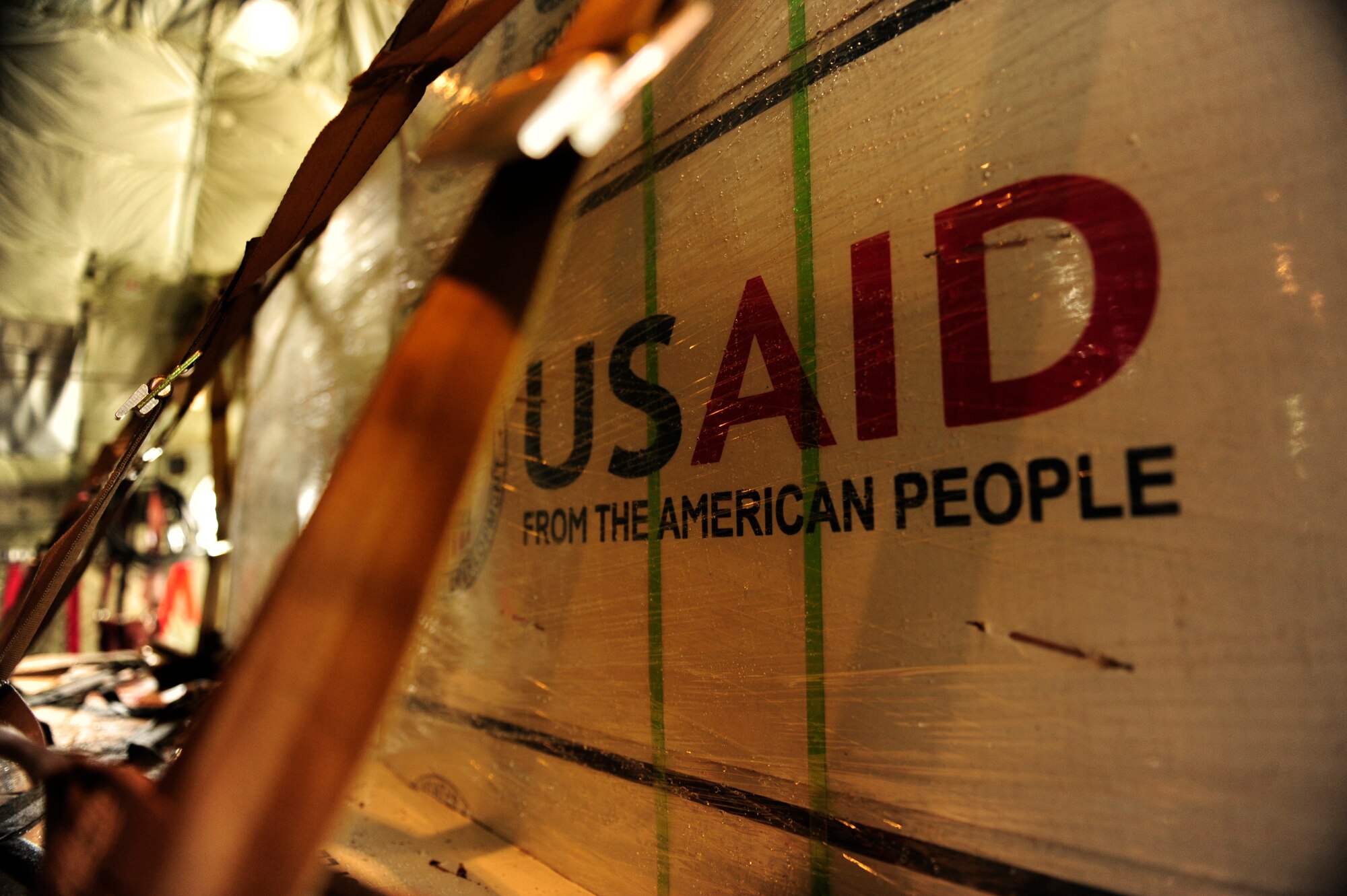 One of several pallets U.S. Air Force C-130H Hercules crew assigned to the 746th Expeditionary Airlift Squadron, have delivered to Chaklala Air Force Base, Pakistan in support of humanitarian relief efforts on Aug. 25, 2010.
(U.S. Air Force photo by Staff Sgt. Andy M. Kin / Released)