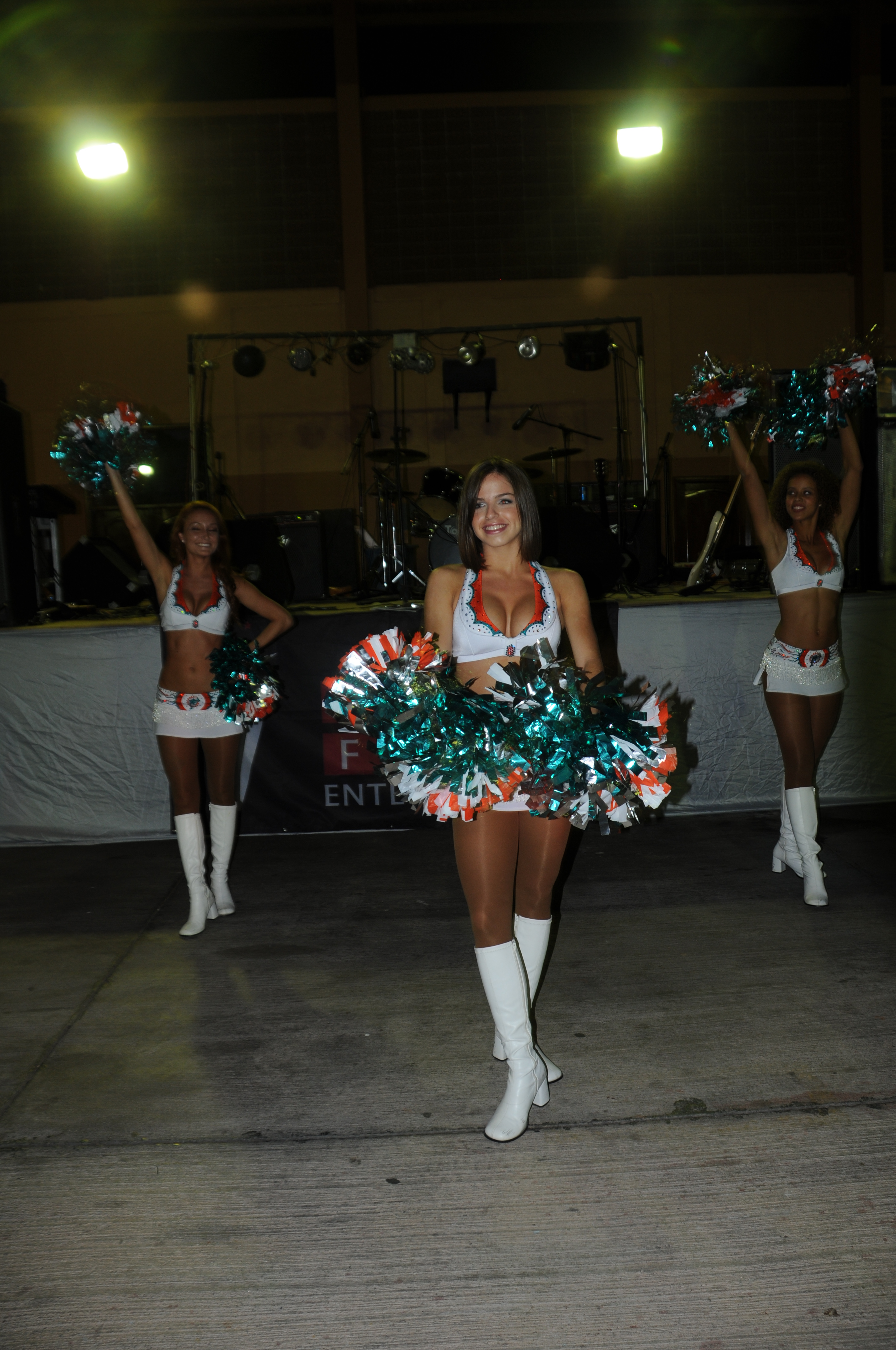 Miami Dolphins cheerleaders entertain the crowd as the Miami