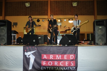 SOTO CANO AIR BASE, Honduras -- Armed Forces Entertainment hosts a rock show by the rising artists The Kicks here Sept. 2. The Kicks performed a two hour set for U.S. and Honduran servicemembers. (U.S. Army photo/Spc. Jennifer Grier)