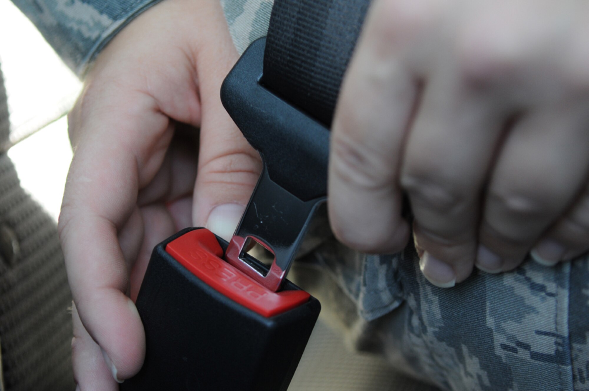 It is a tragic and chilling fact: the U.S. military loses the equivalent of a battalion of troops each year - not in combat, but in automobile accidents. Only 69% of the adult U.S. population consistently use a seatbelt. Don’t become a statistic.  Wear your seatbelt and make sure everyone in your vehicle does too. (U.S. Air Force photo by Senior Airman Chris Ruano)