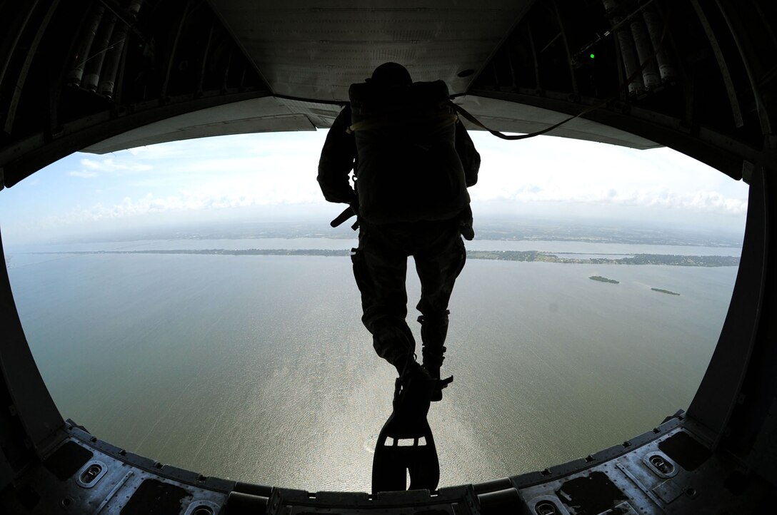 Pararescuemen and others from the Uruguayan armed forces trained on the Banana River near Patrick Air Force Base, Fla., with Air Force Reserve reservists from the 920th Rescue Wing. The Uruguayans traveled to Florida Aug. 29 through Sept. 2, 2010, to improve their rescue skills over water. (U.S. Air Force photo/Master Sgt. Rob Grande)