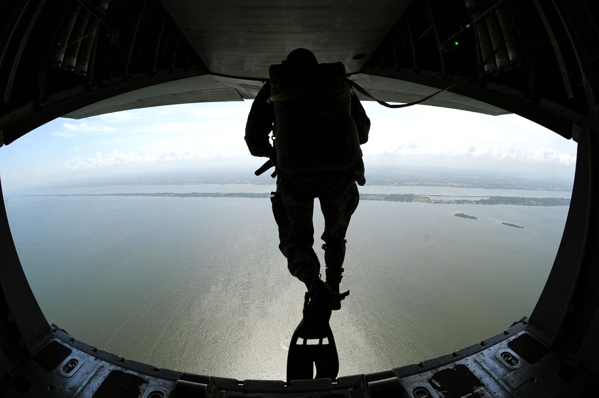 Pararescuemen and others from the Uruguayan armed forces trained on the Banana River near Patrick Air Force Base, Fla., with Air Force Reserve reservists from the 920th Rescue Wing. The Uruguayans traveled to Florida Aug. 29 through Sept. 2, 2010, to improve their rescue skills over water. (U.S. Air Force photo/Master Sgt. Rob Grande)