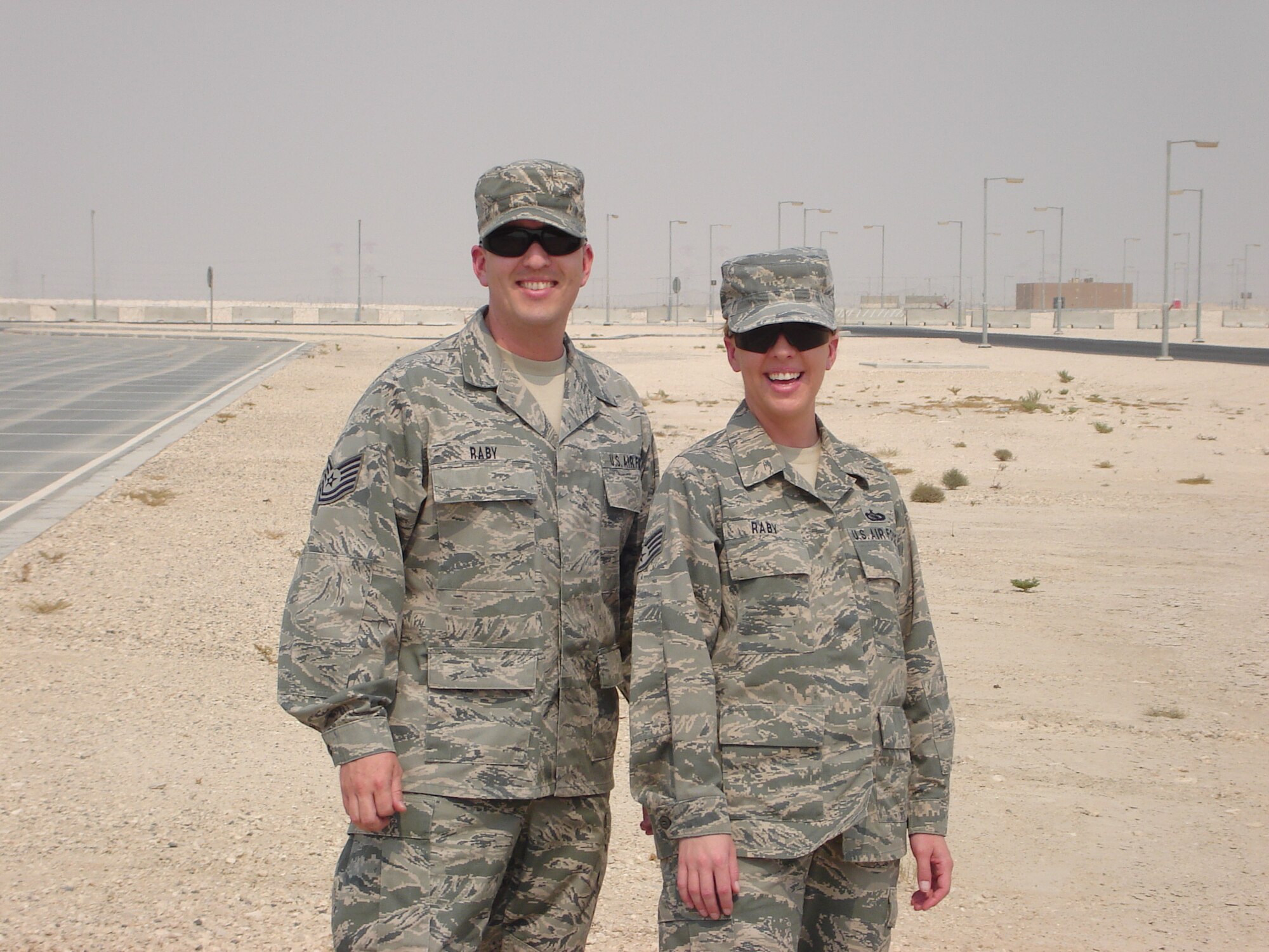 Michael and Cassandra Raby celebrated their third wedding anniversary while deployed to Southwest Asia.  (Courtesy photo)