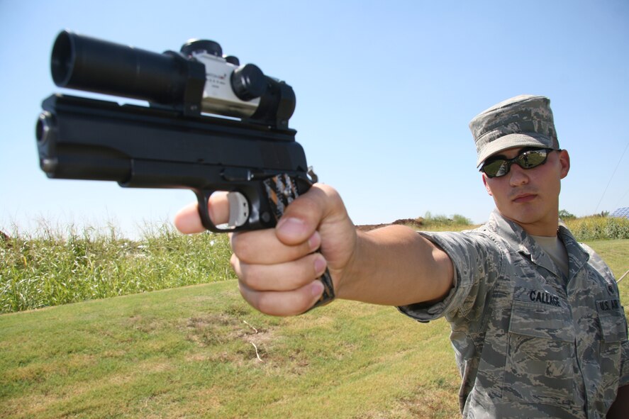 Alex Callage, an airman first class in the 72nd Aerospace Medicine Squadron, recently received word that he was accepted into the Air Force’s World Class Athlete Program. Soon, he will move to Peterson Air Force Base, Colo., and begin training for a spot on the 2012 U.S. Olympic team. (Air Force photo by John Stuart)