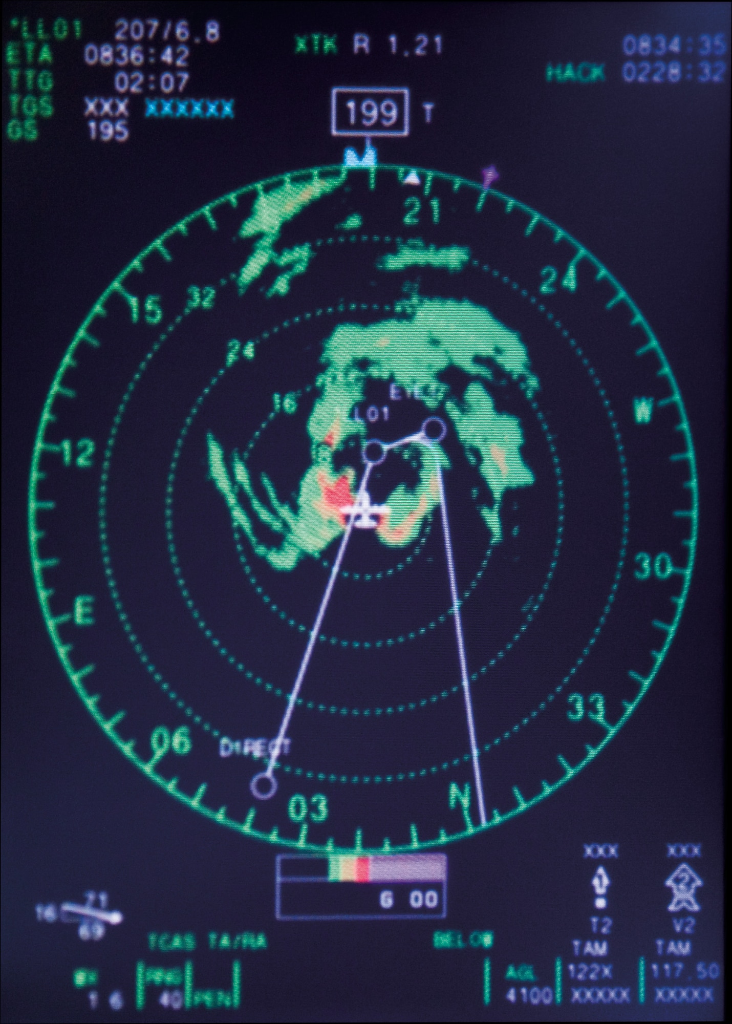 A weather station on board the WC130J Hercules gives crewmembers Hurricane Alex?s conditions and their location within the storm. (U.S. Air Force photo/Master Sgt. Jack Braden)