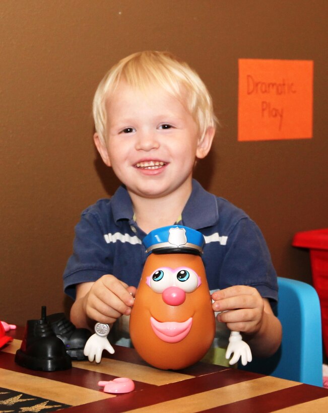 Aidan Bell, a 3-year old enrolled in the Family Child Care Program, plays during the day while at his child care provider’s home, aboard Marine Corps Base Camp Lejeune. The FCCP is an alternative in child care for parents who prefer their children to be in a more home-like environment for their sons and daughters.