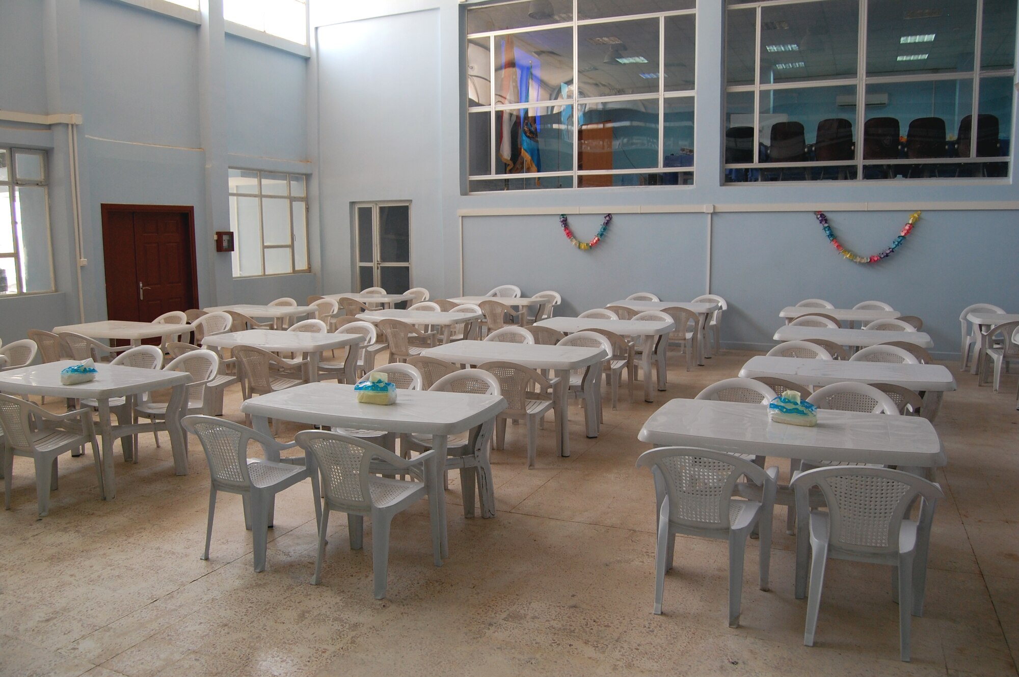 A view of the Dining Facility at the Air Force College, located at Tikrit Air Base, Iraq, which recently opened and accepted its first class of students on September 1.  The opening of this institution is the latest accomplishment of the Iraqi Air Force along the path to achieving self-sustaining airpower capabilities.  (U.S. Air Force photo)