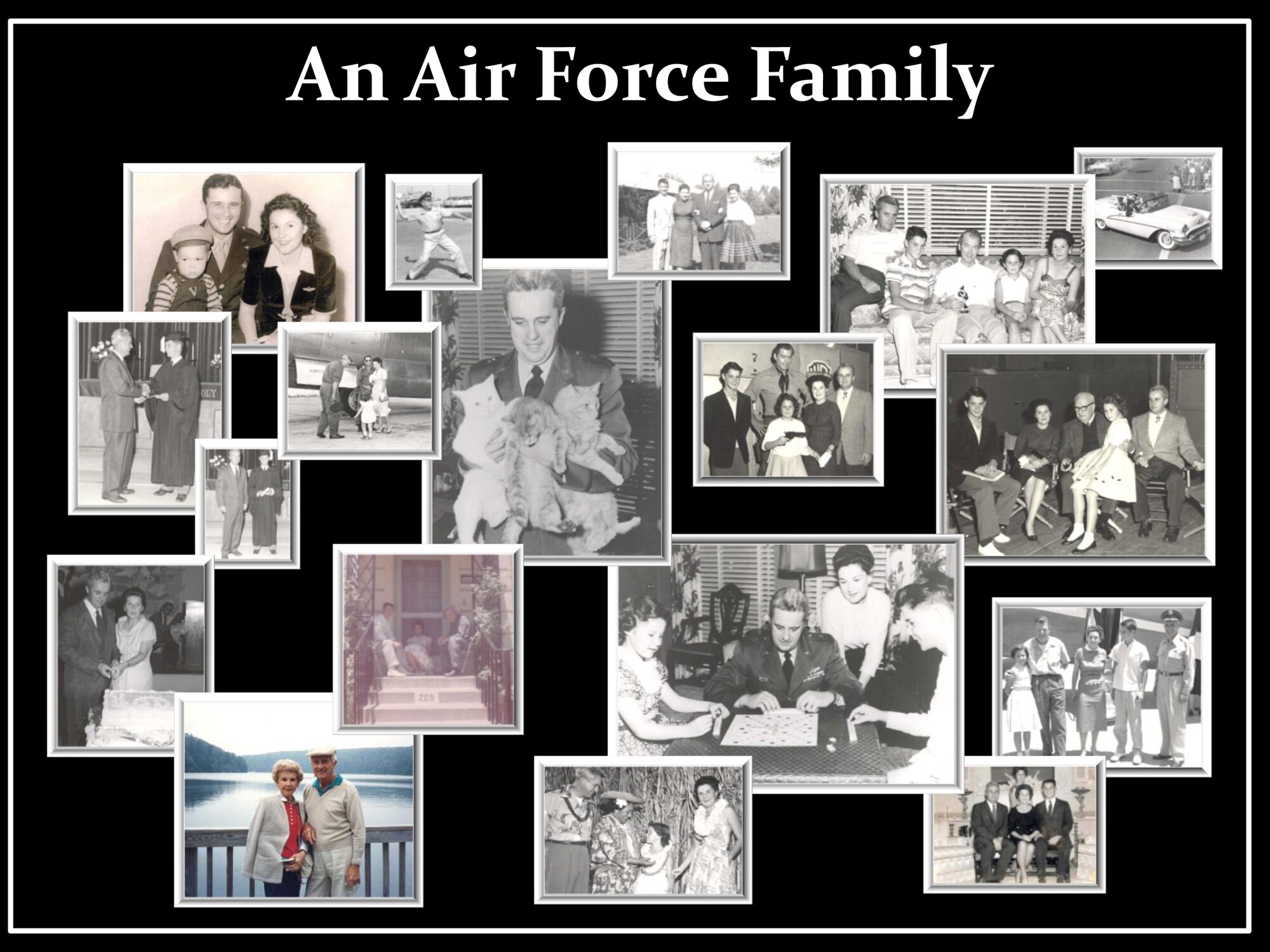 Retired Maj. Gen. William E. Eubank Jr. and his family pose for photos during the general's Air Force career. General Eubank was known as Mr. B-52 because of his involvement with the aircraft from its beginning, (courtesy photo)
