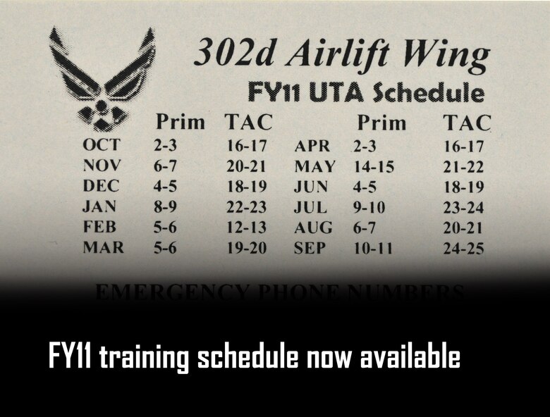 New Unit Training Assembly schedule available > 302nd Airlift Wing