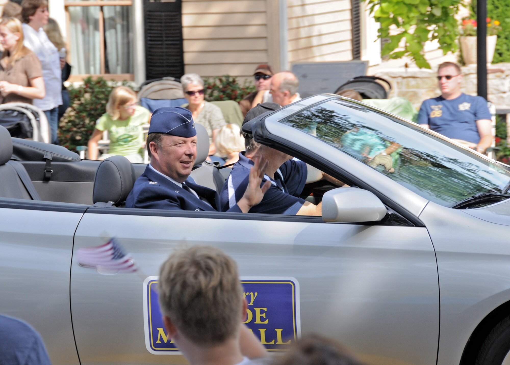 Col. Allan Swartzmiller, commander of the 914th Airlift Wing at the Niagara Falls Air Reserve Station performed duties as the grand marshal of the 53rd annual Niagara County Lewiston Kiwanis Peach Festival September 11, 2010 Lewiston N.Y.  The parade traveled down Center Street in the Village of Lewiston to the site of this year’s peach festival. (U.S. Air Force photo by Staff Sgt. Joseph McKee)