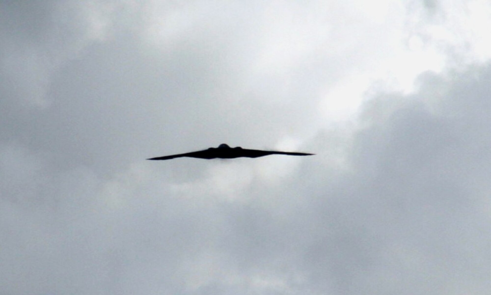 An aircrew flies a B-2 Spirit from Whiteman Air Force Base, Mo., over the airfield as part of an aerial demonstration for the 2010 Airpower Over The Midwest Airshow on Sept. 11, 2010, at Scott AFB, Ill. Tens of thousands of people attended the two-day airshow. (U.S. Air Force Photo/Master Sgt. Scott T. Sturkol)