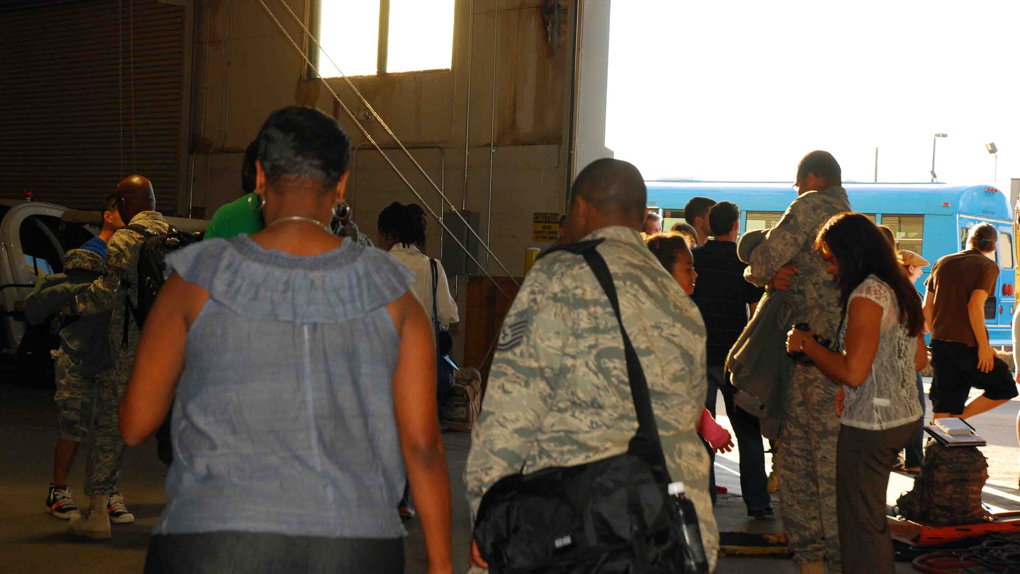 Several of Dobbin’s servicemembers spent time with loved ones prior to leaving for a deployment recently. Many family members, friends and co-workers showed up to support these servicemembers. The tears in their eyes and all the hugs showed they would be missed.  (U.S. Air Force photo/ Senior Airman Danielle Campbell)
