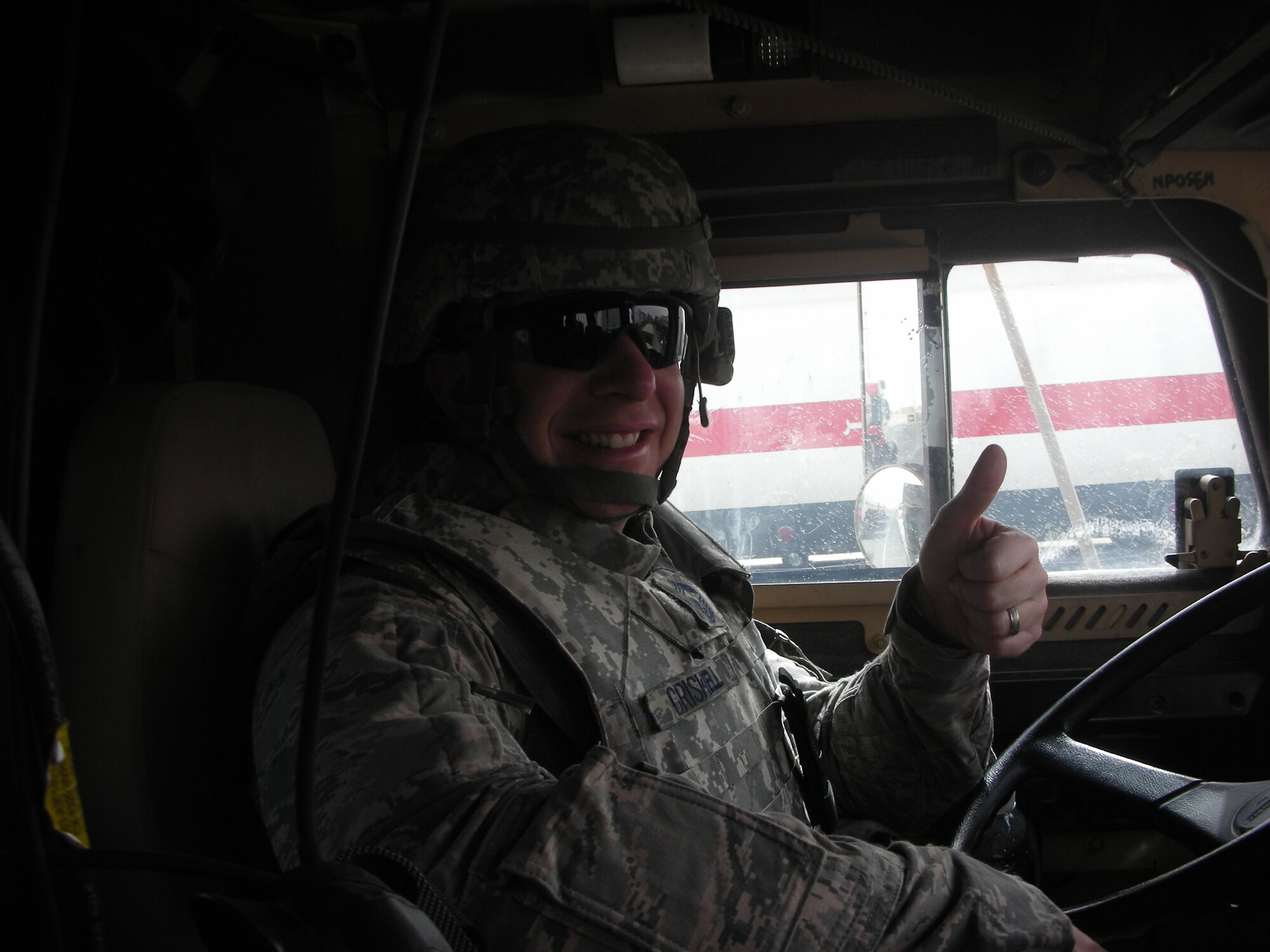 Chief Master Sgt Brendan Criswell, 17th Training Wing Command Chief, on his recent deployment. The Chief was down range November 2009 through May of this year and served as superintendent 586th Air Expeditionary Group. (Courtesy photo) 