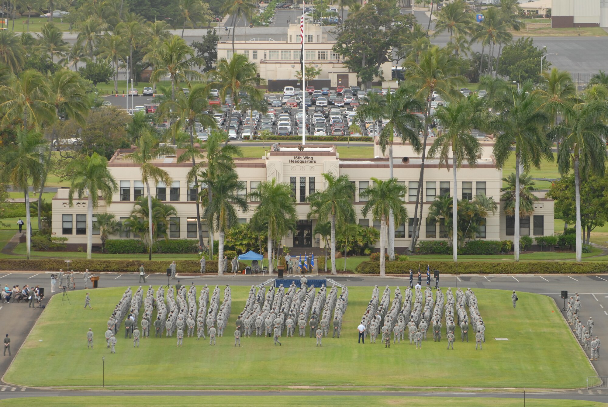 JOINT BASE PEARL HARBOR HICKAM, Hawaii - Airmen stand in formation during the Patriot Day Remembrance Ceremony here, Sept. 10. The ceremony was to honor the victims from the events that unfolded on Sept. 11, 2001. (U.S. Air Force photo/Staff Sgt. Mike Meares)
