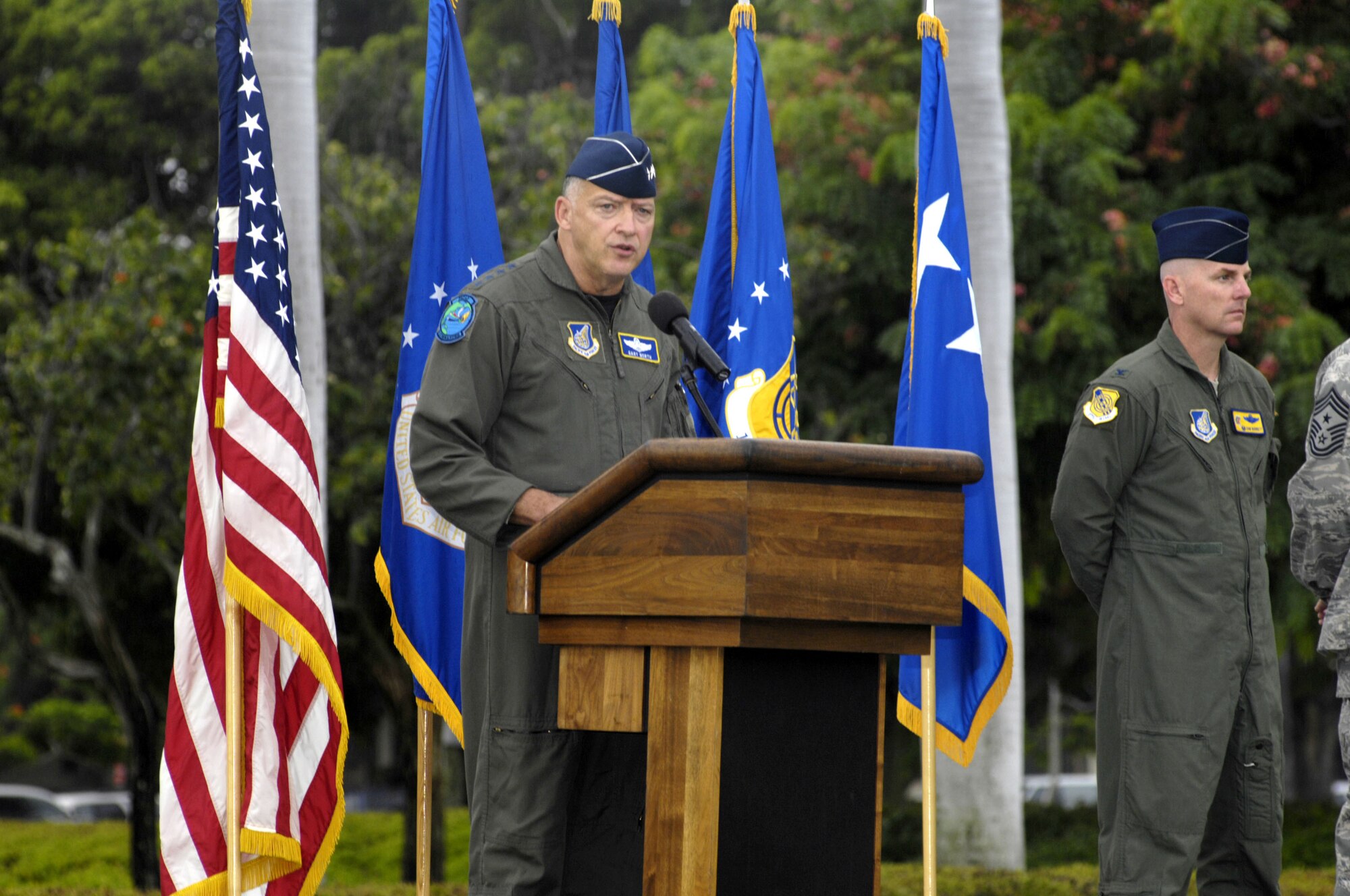 JOINT BASE PEARL HARBOR HICKAM, Hawaii - Gen. Gary L. North, Pacific Air Forces commander, speaks during the Patriot Day Remembrance Ceremony here, Sept. 10. The ceremony was to honor the victims from the events that unfolded on Sept. 11, 2001. (U.S. Air Force photo/David Underwood)
