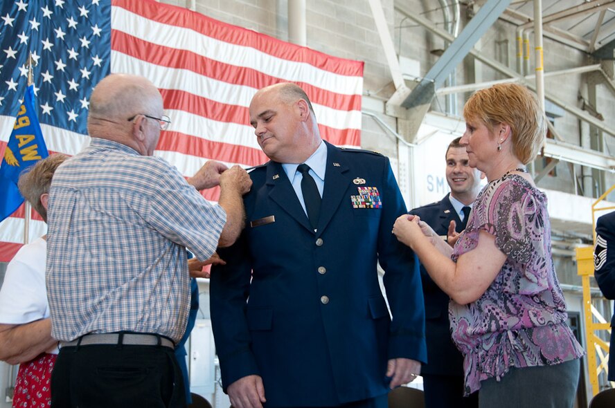 Major Mark Cheney is promoted to Lt. Col., September 11, 2010, 139th Airlift Wing, Missouri Air National Guard, St. Joseph, Mo. (U.S. Air Force photo by Kelsey Stuart) (RELEASED)