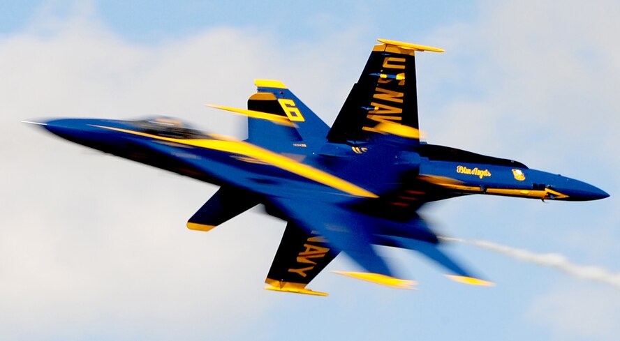 The Navy Blue Angels perform during the 2010 Airpower Over the Midwest Air Show held Sept. 11 at Scott AFB. Other headlining acts included the Army Golden Knights Parachute Team and the Tora! Tora! Tora!, a reenactment of the Dec. 7, 1941 attack on Pearl Harbor with pyrotechnic explosions. (U.S. Air Force photo by Staff Sgt. Brian J. Valencia)