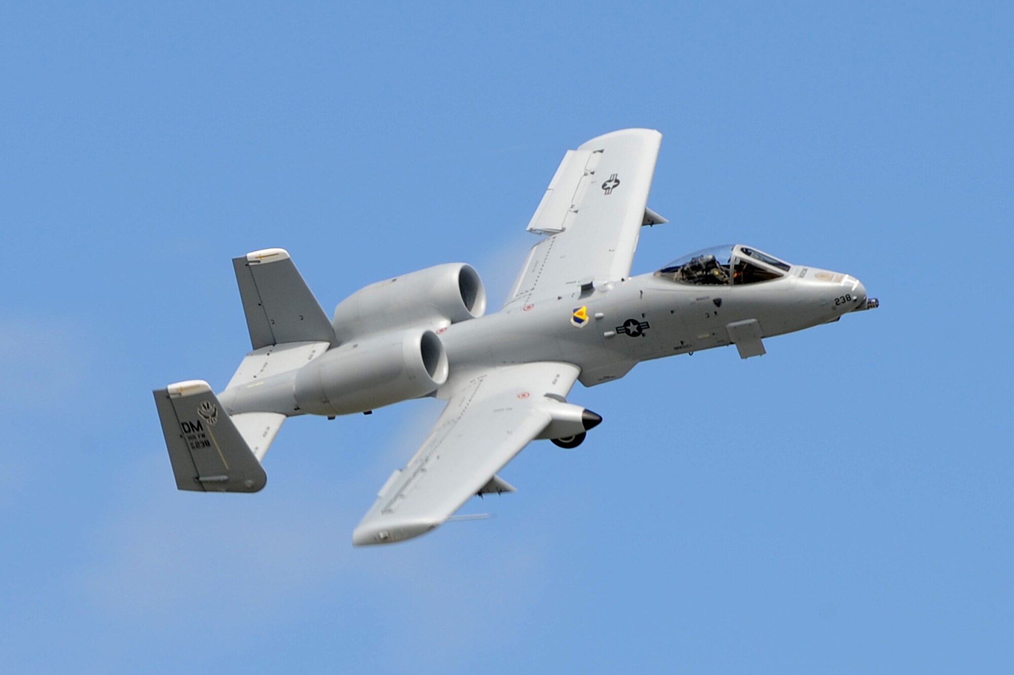An A-10 Thunderbolt makes a pass over Scott AFB during the 2010 Airpower Over the Midwest Air Show held Sept. 11. The event featured planes in the sky and planes on the ground along with many other displays showcasing military power from the past and present. (U.S. Air Force photo by Staff Sgt. Brian J. Valencia)