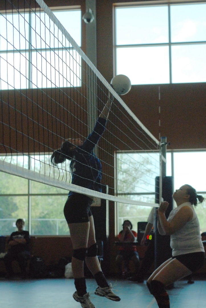 Randolph High School Ro-Hawks play Brooks Academy, beating them with a final score of 4-1. The Ro-Hawks are nealy unbeaten with a 6-1 record so far. Junior Rebekah Gould blocks the Bengals from scoring. (U.S. Air Force Photo/Brian McGloin)