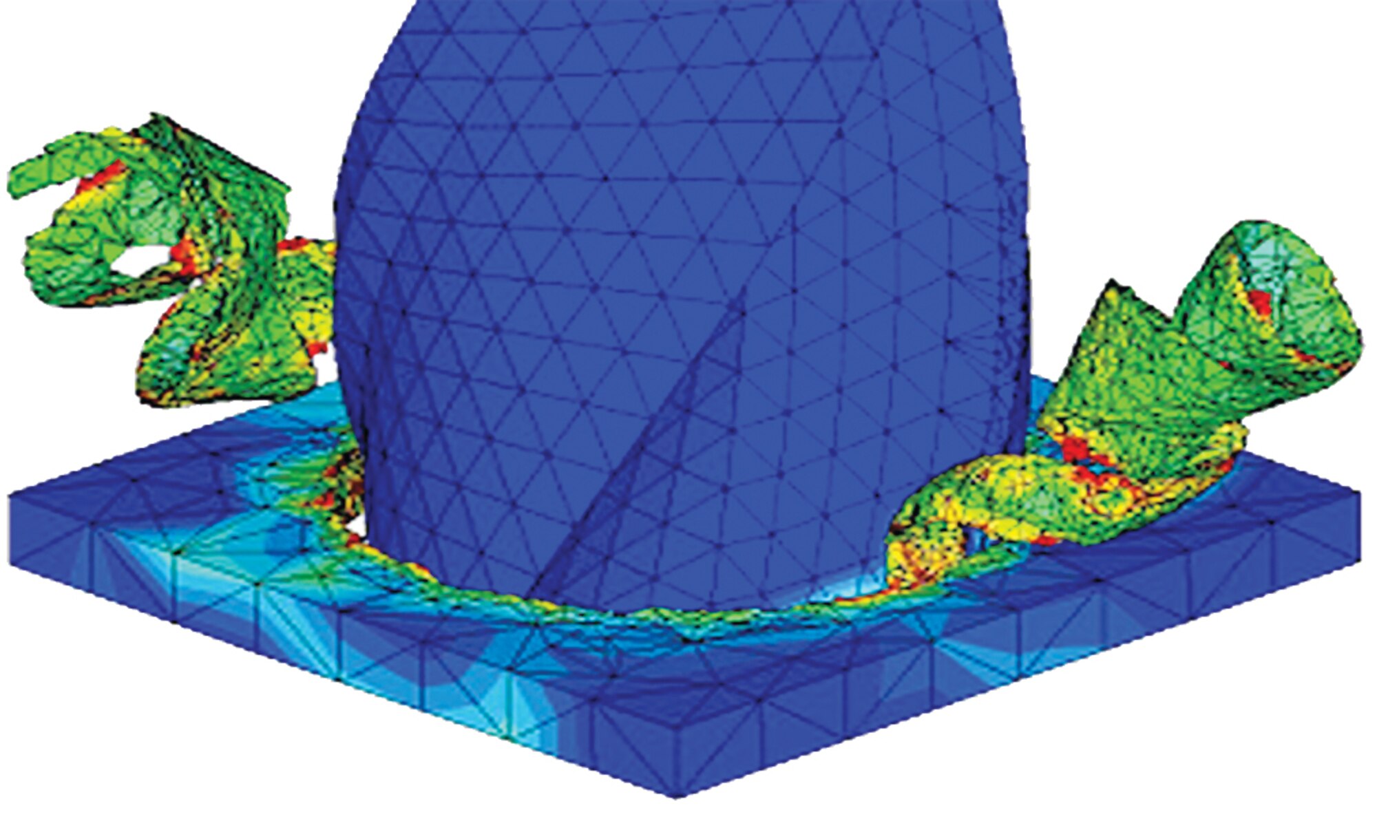 Carbide drilling analysis simulated to aid user understanding of cutting edge temperatures and stresses as indications of tool wear (AFRL image)