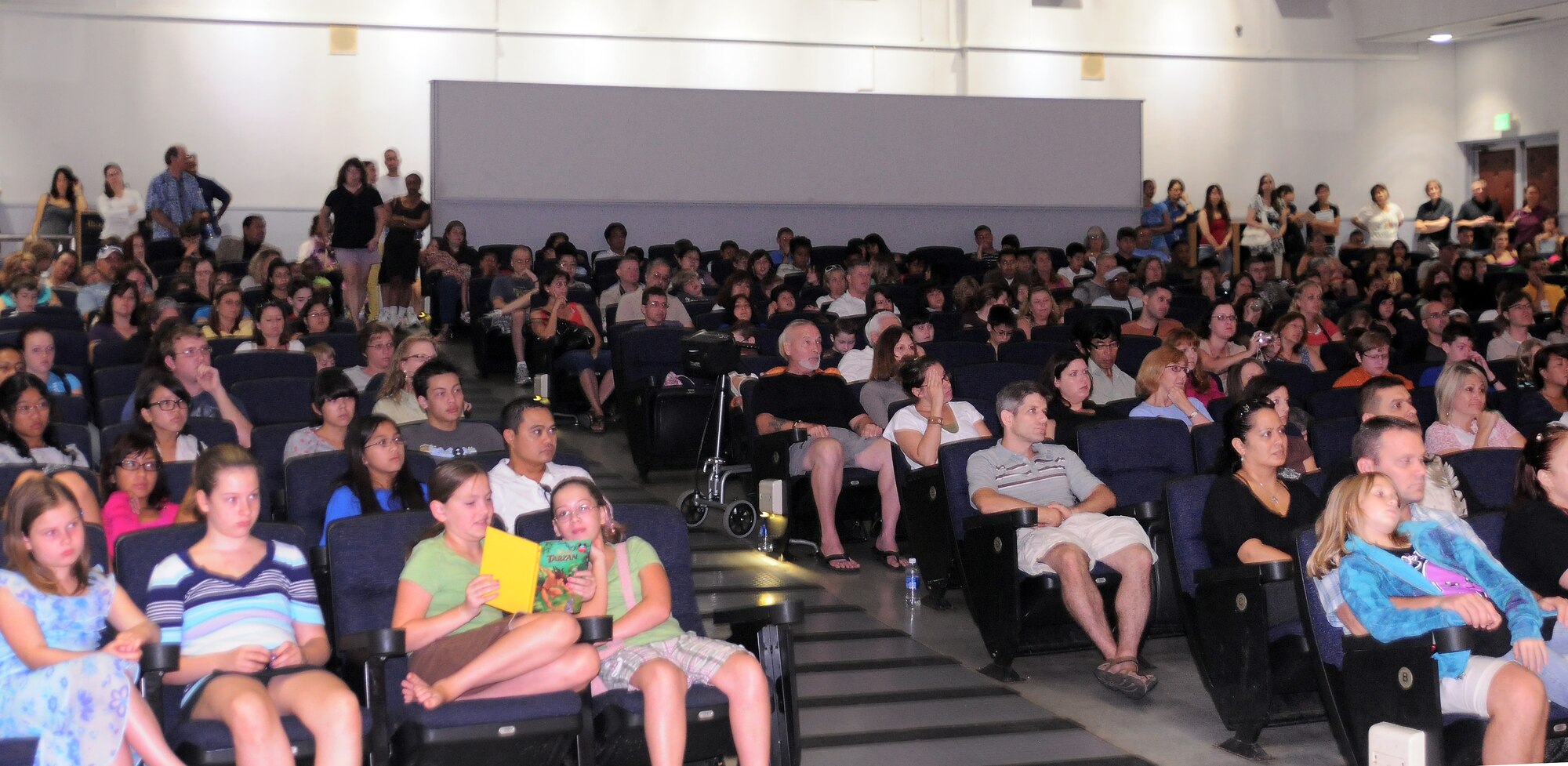 YOKOTA AIR BASE, Japan -- Dr. Jane Goodall, world-renowned humanitarian, gave a lecture in the base theater, here September 11. Dr. Goodall came to Yokota to speak about her life’s work and help spread the word on the human impact on the environment. (U.S. Air Force Photo/ Airman 1st Class Katrina R. Menchaca)