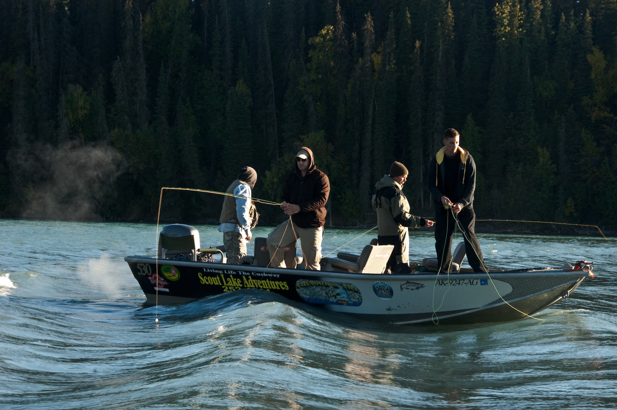 JOINT BASE ELMENDORF-RICHARDSON, Alaska -- Members of the Alaska section of Project Healing Waters ventured out to fish the world-famous Kenai River on the Anniversary of 9/11. Project Healing Waters is an organization dedicated to the emotional and sometimes physical rehabilitation of wounded warriors through fly-fishing. (Air Force photo by Airman 1st Class Jack Sanders)