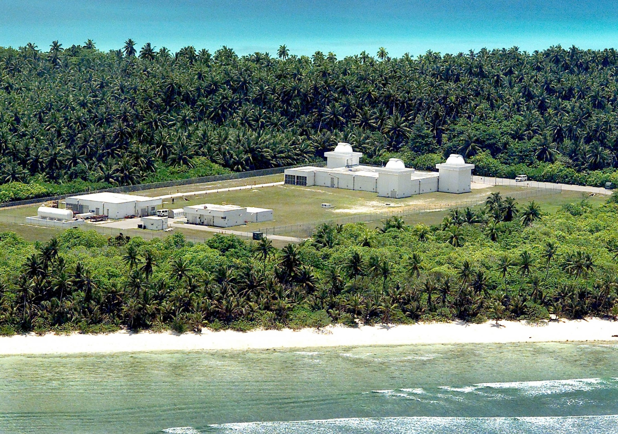 The Ground-Based Electro-Optical Deep Space Surveillance facility at Detachment 2, in Diego Garcia, British Indian OceanTerritory is one of three operational sites worldwide. The facility tracks known manmade deep space objects in orbit around Earth. (U.S. Air Force photo)
