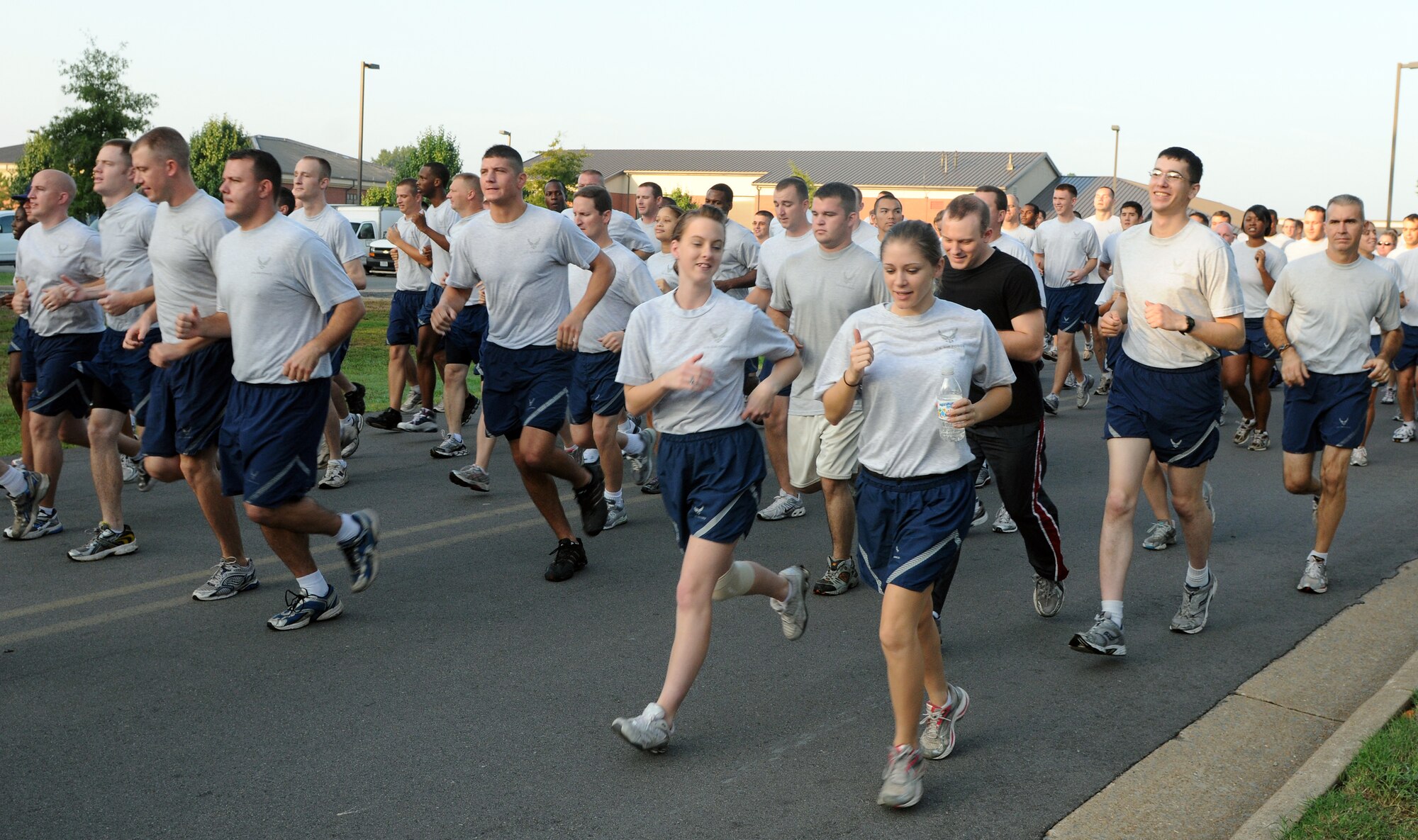 Team Little Rock Airmen participate in the Sept. 11 Remembrance 5K run Sept. 10 here on base. Medals were awarded to the top three finishers in both male and female divisions. (U.S. Air Force photo by Staff Sgt. Chris Willis)