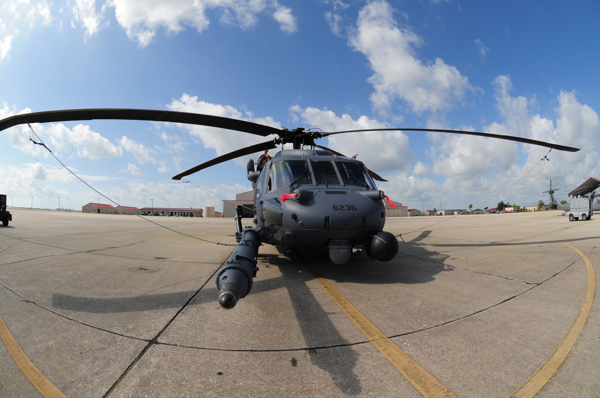 PATRICK AIR FORCE BASE, Fla. -- An HH-60G Pave Hawk helicopter is ready in the wing Sept. 15. Air Force Reserve crews worked throughout the day to perform pre-flight inspections here on the helicopter prior to a scheduled training mission.  The primary mission of the HH-60G Pave Hawk is to conduct day or night combat search and rescue operations into hostile environments to recover downed aircrew or other isolated personnel during time of war. The HH-60G also performs civil search and rescue, emergency aeromedical evacuation, disaster relief, international aid, counterdrug interdiction and NASA launch support (U.S. Air Force photo/Staff Sgt. Ken Salgat)