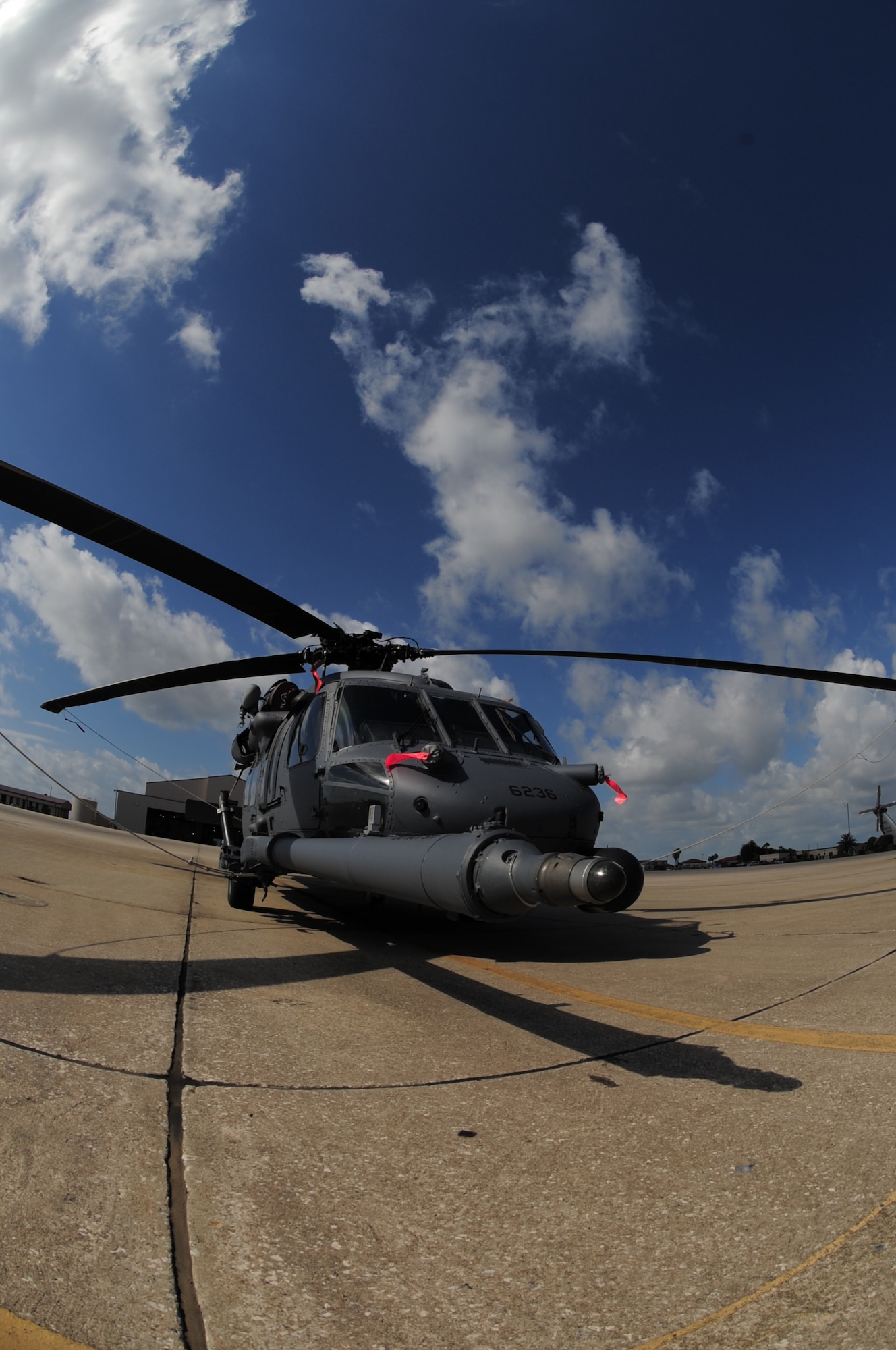 PATRICK AIR FORCE BASE, Fla. -- An HH-60G Pave Hawk helicopter is ready in the wing Sept. 15. Air Force Reserve crews worked throughout the day to perform pre-flight inspections here on the helicopter prior to a scheduled training mission.  The primary mission of the HH-60G Pave Hawk is to conduct day or night combat search and rescue operations into hostile environments to recover downed aircrew or other isolated personnel during time of war. The HH-60G also performs civil search and rescue, emergency aeromedical evacuation, disaster relief, international aid, counterdrug interdiction and NASA launch support (U.S. Air Force photo/Staff Sgt. Ken Salgat)