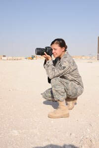 Senior Airman Katie Gieratz work as a photographer for the 379th Air Expeditionary Wing in the Middle East. While deployed she has covered everything from alert jobs and coin presentations, to distinguished visitors and documenting the lives of Airmen in the area of responsibility. Airman Gieratz is deployed from Joint Base Charleston, S.C.