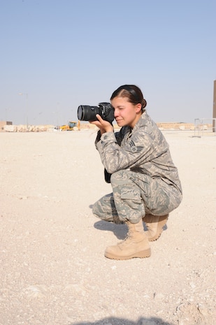 Senior Airman Katie Gieratz work as a photographer for the 379th Air Expeditionary Wing in the Middle East. While deployed she has covered everything from alert jobs and coin presentations, to distinguished visitors and documenting the lives of Airmen in the area of responsibility. Airman Gieratz is deployed from Joint Base Charleston, S.C.