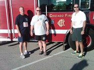 From left to right Chief Master Sgt. Doug Willis, Master Sgt. Barry McLamb and Senior Master Sgt. Scott Knuth from the 916th Civil Engineer Flight participated in a whole new fit to fight competition in Chicago in September. (USAF photo courtesy of 916 CE) 