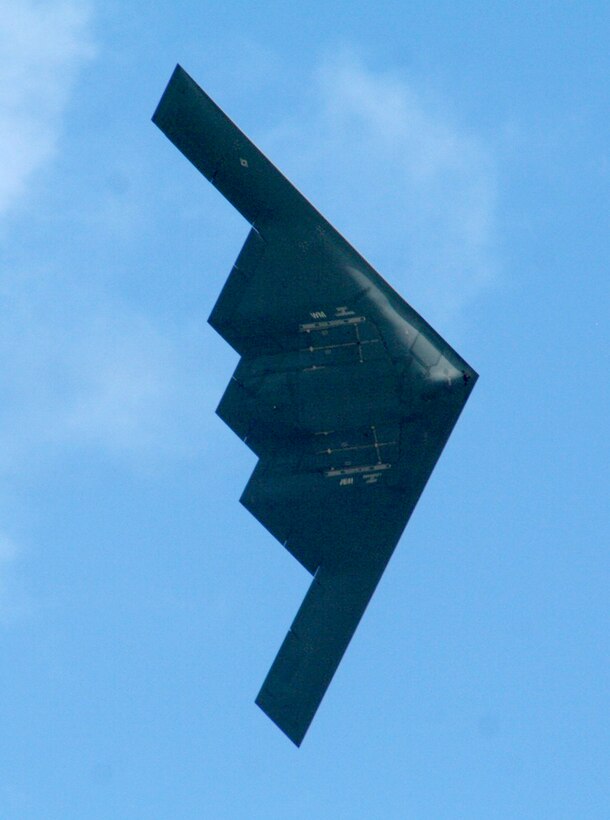 An aircrew flies a B-2 Spirit over the airfield as part of an aerial demonstration for the 2010 Airpower Over the Midwest Air Show Sept. 11, 2010, at Scott Air Force Base, Ill. The B-2 is assigned to Whiteman AFB, Mo. (U.S. Air Force photo/Master Sgt. Scott T. Sturkol)