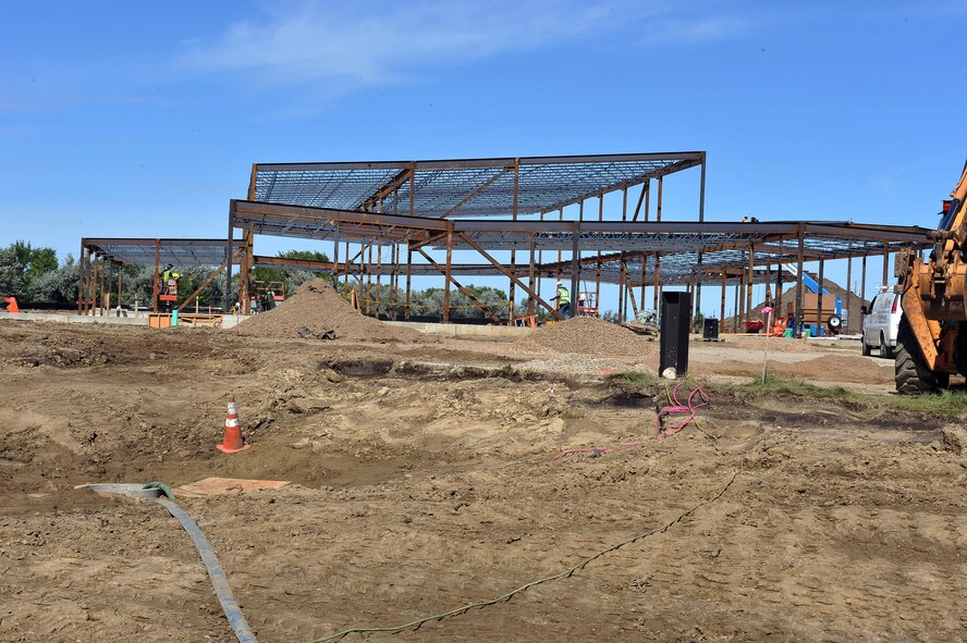MINOT AIR FORCE BASE, N.D. -- Construction crews work on the structure for a new missile procedure operation facility here Sept. 8. Construction projects like these are part of a constant effort to improve the quality of base facilities. (U.S. Air Force photo by Senior Airman Michael J. Veloz)