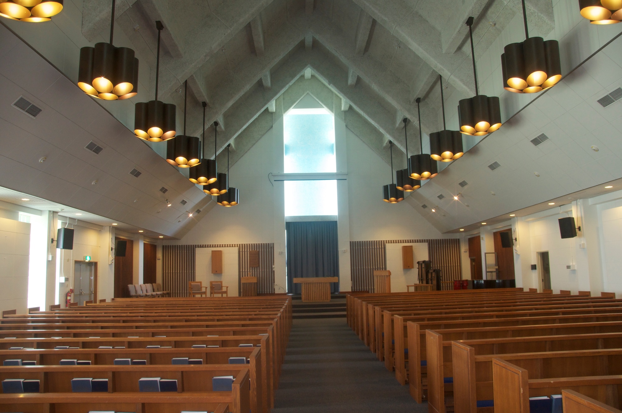 Chapel One will reopen Sunday, Sep. 19 after being closed for approximately two years. The chapel recently underwent a substantial renovation which included repairing the roof, bringing the fire systems, electrical systems and water piping up to code and significant updates and cosmetic changes throughout the building. (U.S. Air Force photo/Monica McCain)