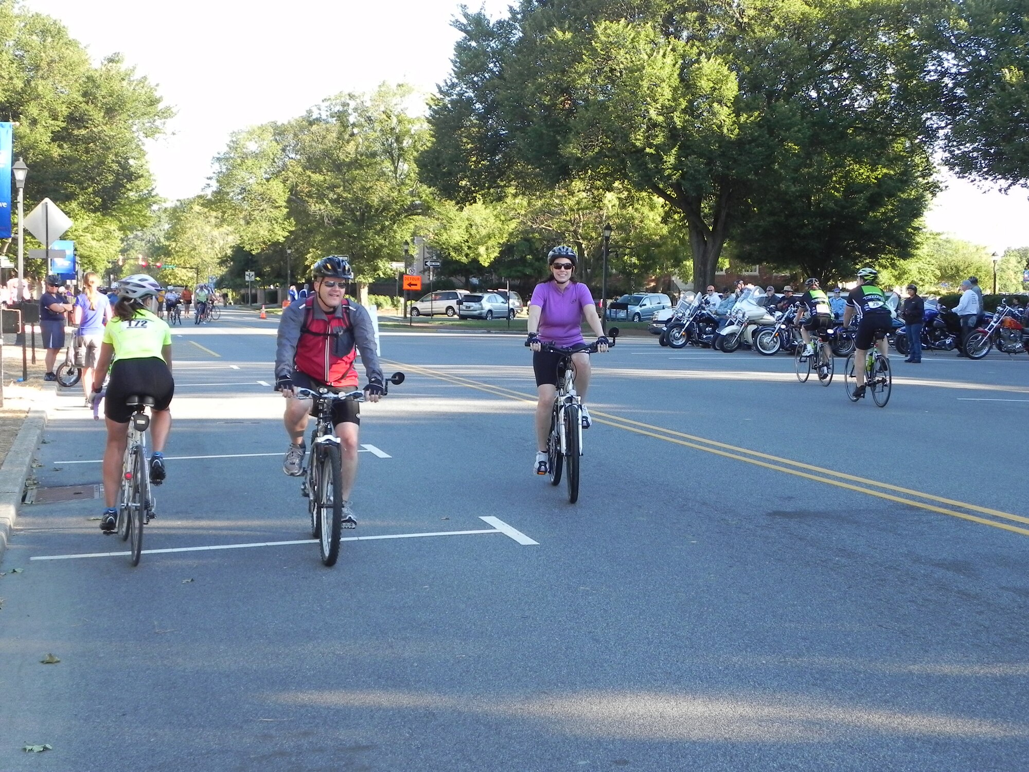 Tech. Sgt. Stephen Prasser, a chaplain's assistant deployed to the Air Force Mortuary Affairs Operations Center, rides his bike along side Tracy Childs during Dover's 24th Annual Amish Bike Tour. Sergeant Prasser is assigned to the 166th Airlift Wing, Delaware Air National Guard. The couple completed 25 miles in 2 hours and 15 minutes. (Courtesy photo)     