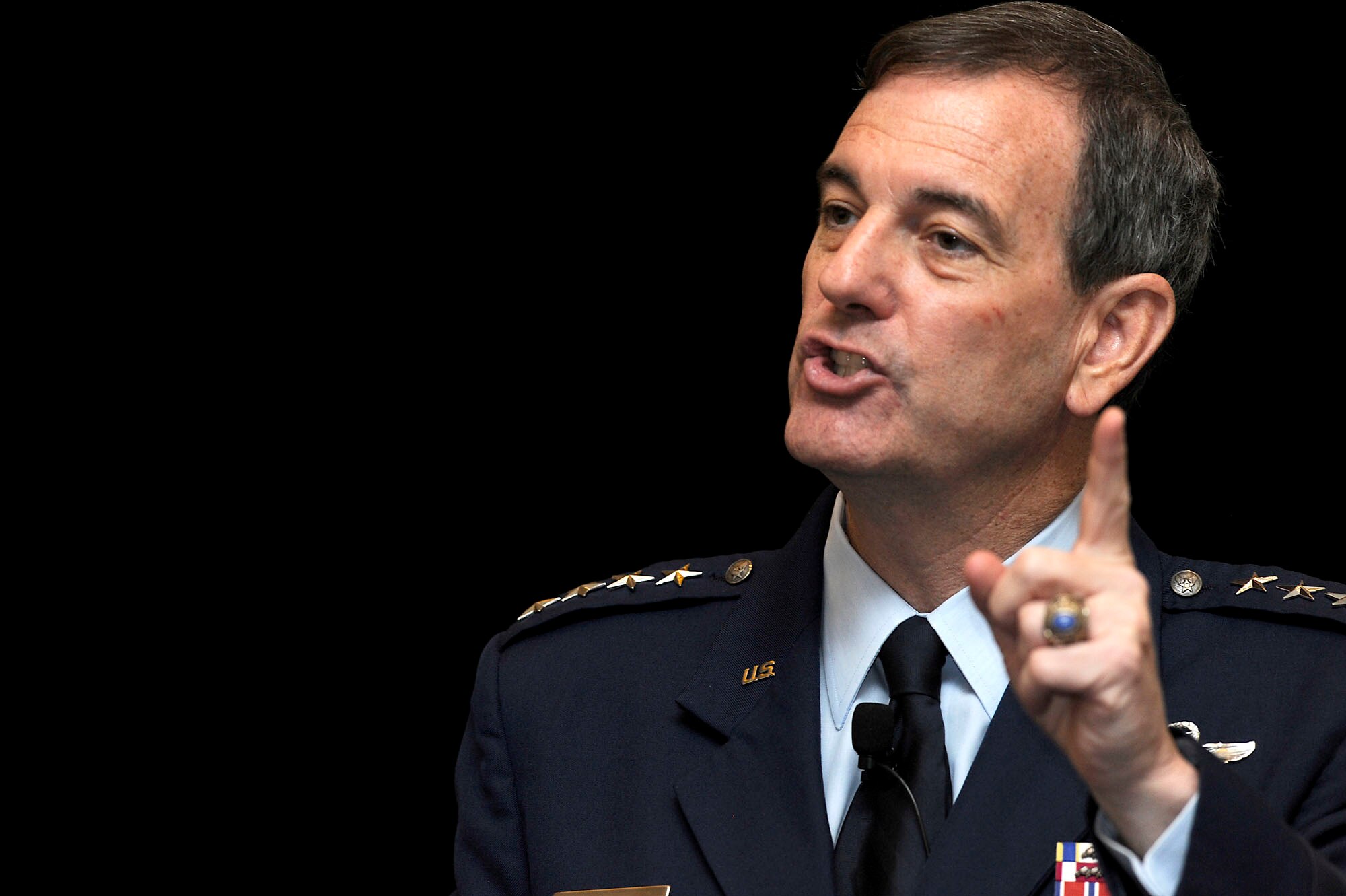 Gen. Stephen Lorenz, commander of Air Education and Training Command, speaks about the command's management of officer and enlisted training tracts within the Air Force Sept. 14, 2010, during the Air Force Association Air & Space Conference and Technology Exposition at National Harbor in Oxon Hill, Md.  (U.S. Air Force photo/Scott M. Ash)