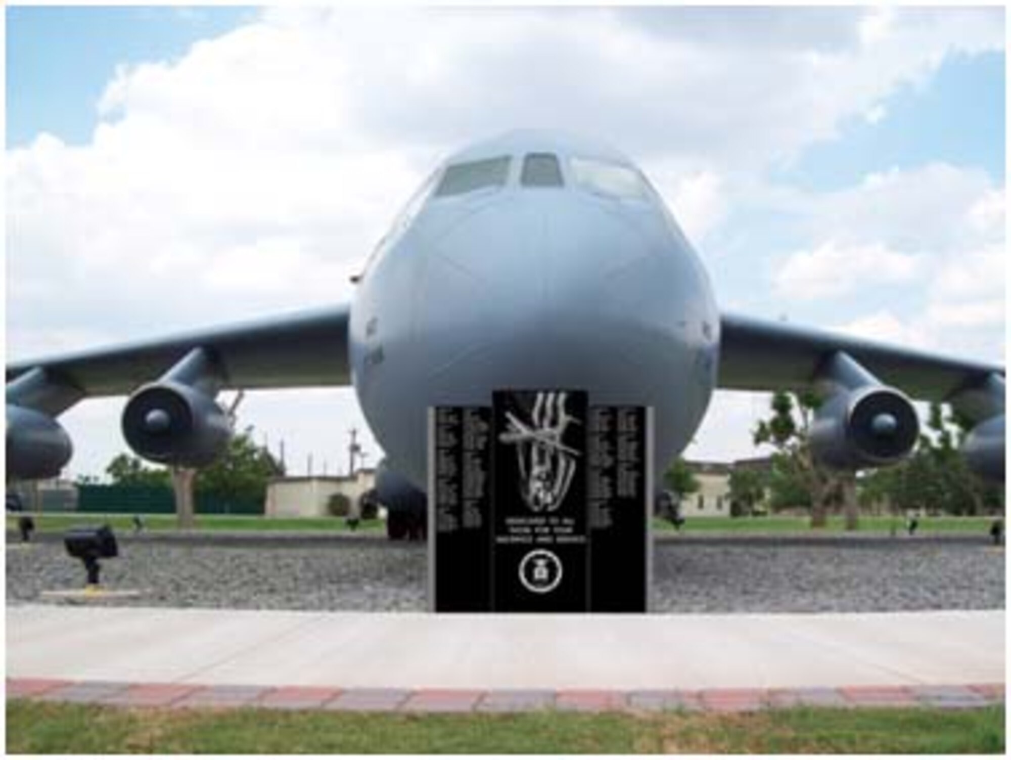 An artist's representation of the planned C-141 memorial. The 57th MAS alumni and others are working to place it in front of the C-141 in the Wings of Freedom Park. The memorial would commemorate C-141 crewmen who lost their lives in the line of duty. (Courtesy graphic)
 