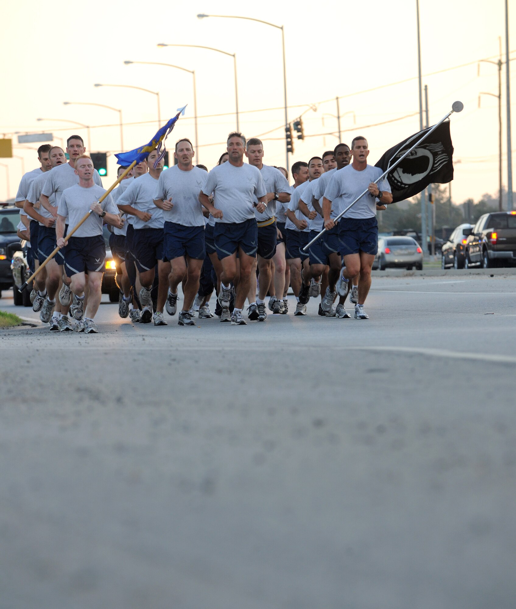MOODY AIR FORCE BASE, Ga. -- Moody members came together to participate in this year’s Prisoner of War/Missing in Action Recognition Day run here Sept. 17. The 23-mile run was split into one-mile segments and at each segment, the POW/MIA guidon was passed on. (U.S. Air Force photo/Airman 1st Class Benjamin Wiseman)