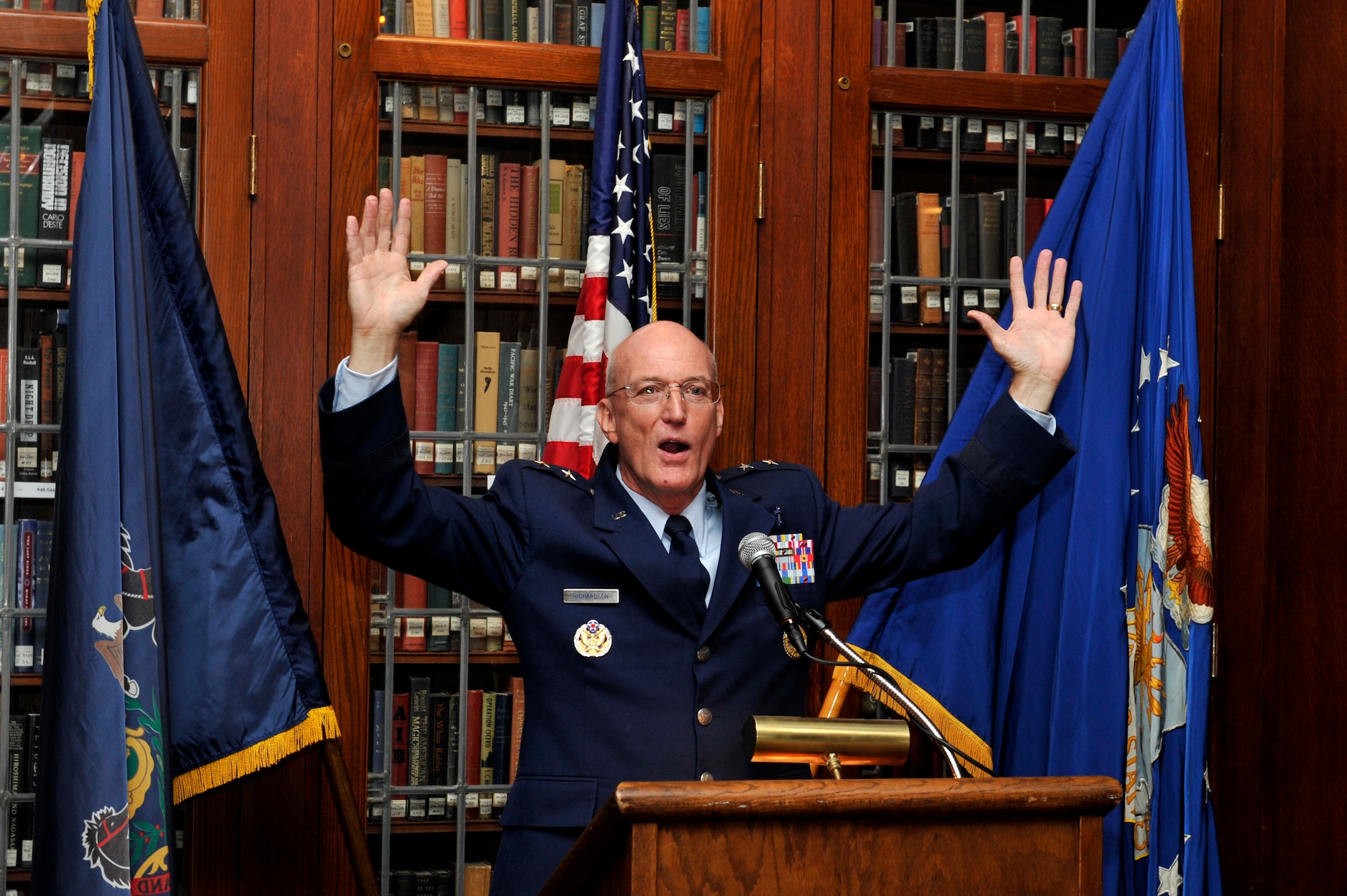 PHILADELPHIA, Penn. -- Chaplain (Maj. Gen.) Cecil R. Richardson, chief of chaplains, Headquarters U.S Air Force, gives the keynote address during the 63rd Air Force birthday celebration hosted by the Armed Services Council of the Union League of Philadelphia, Sep. 15, 2010. Airmen from Willow Grove Joint Air Reserve Station and Joint Base McGuire-Dix-Lakehurst were in attendance for the celebration along with members of the Union League's Armed Services Council.  (U.S. Air Force photo by TSgt Laura K. Deckman)(released)