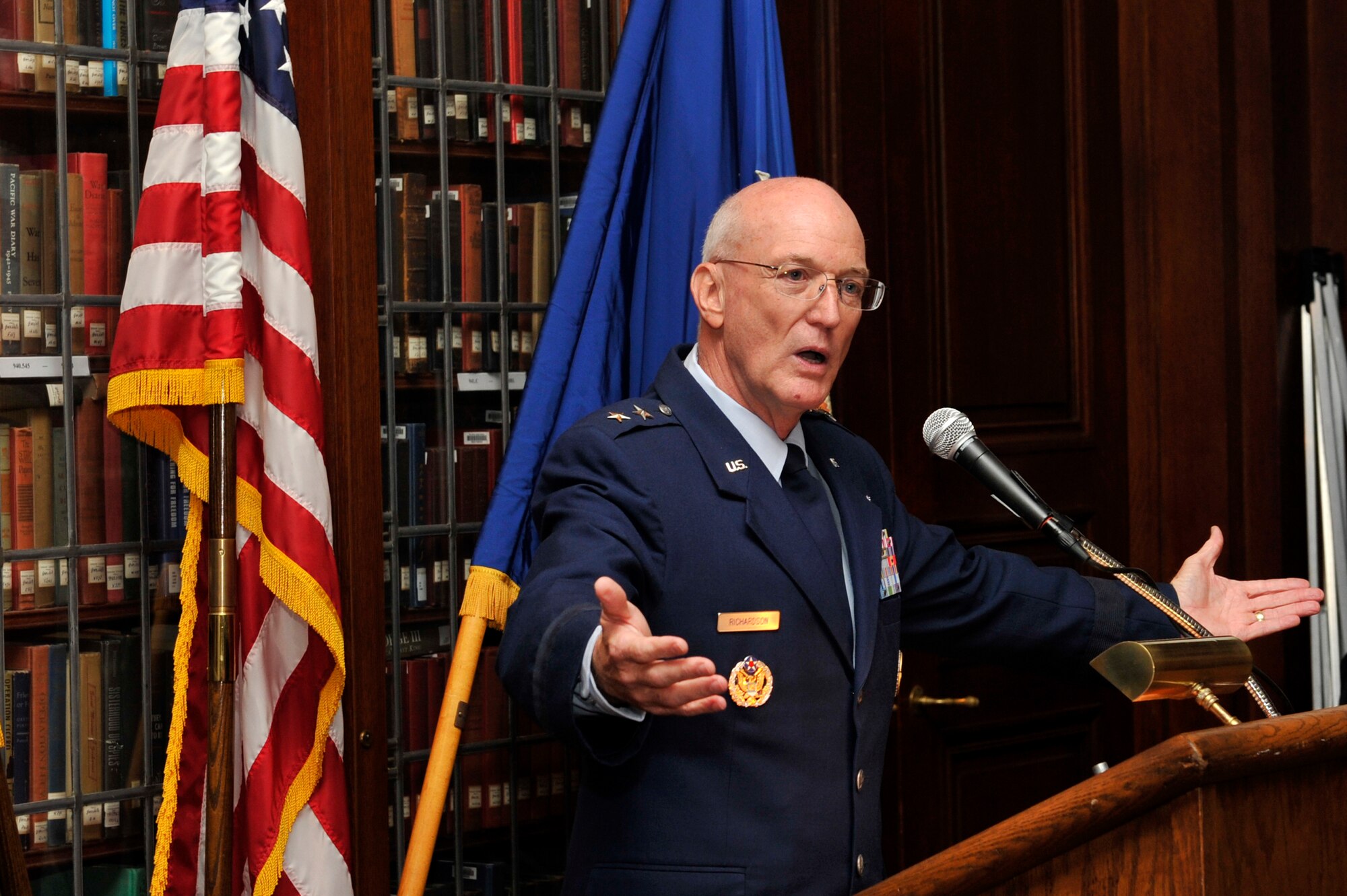 PHILADELPHIA, Penn. -- Chaplain (Maj. Gen.) Cecil R. Richardson, chief of chaplains, Headquarters U.S Air Force, delivers the keynote address during the 63rd Air Force birthday celebration hosted by the Armed Services Council of the Union League of Philadelphia, Sep. 15, 2010. Airmen from Willow Grove Joint Air Reserve Station and Joint Base McGuire-Dix-Lakehurst were in attendance for the celebration along with members of the Union League's Armed Services Council.  (U.S. Air Force photo by TSgt Laura K. Deckman)(released)