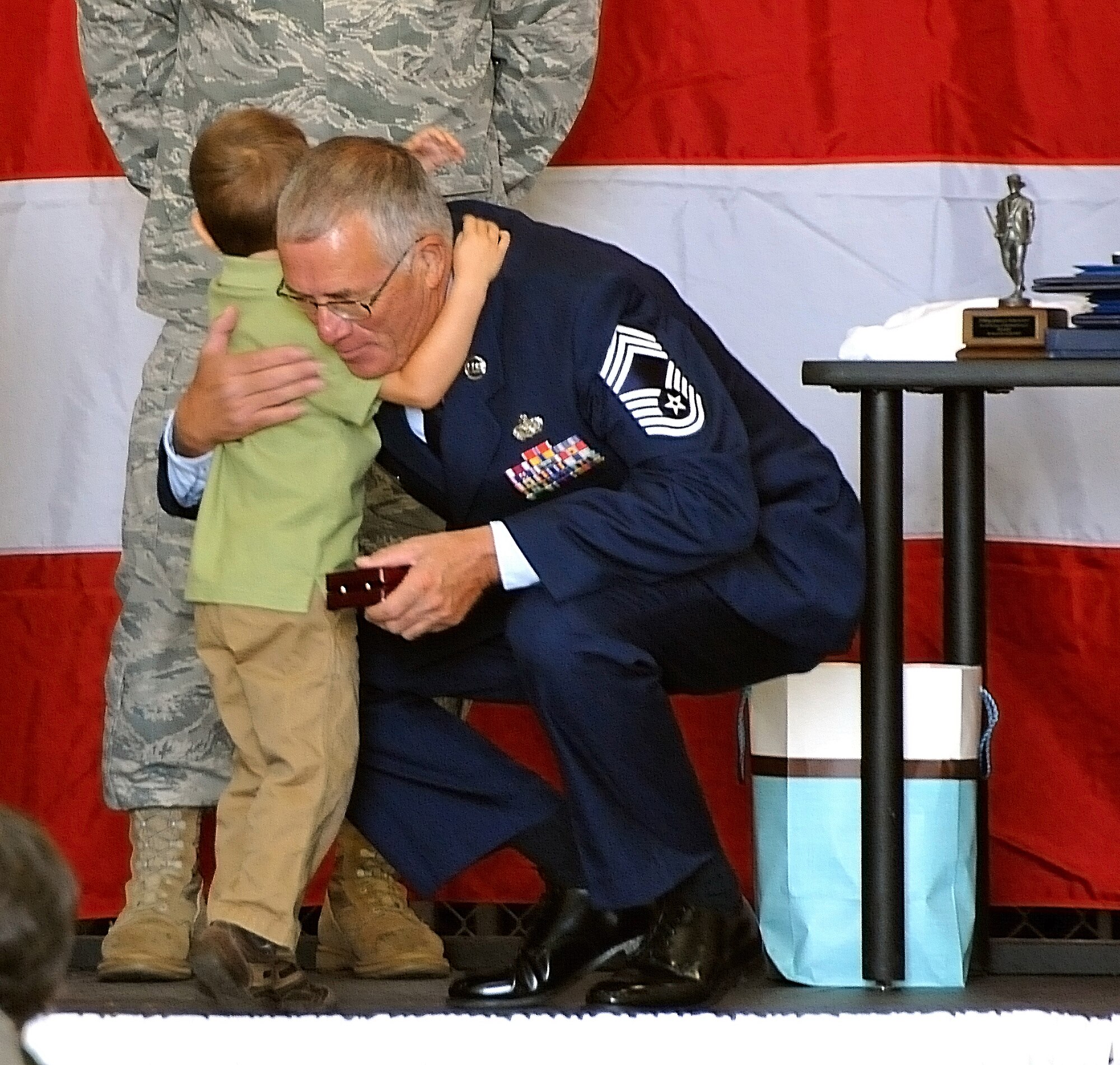 The 115th Fighter Wing held a retirement ceremony here for Chief Master Sgt. James Schmeisser, Sept. 18. During nearly 40 years of military service in the Wisconsin Air National Guard, Chief Schmeisser deployed over 15 times with the 115th Civil Engineering Squadron to locations all over the world. In his final year with the 115th FW, Chief Schmeisser served as the interim command chief for nine months. (U.S. Air Force photo by Tech. Sgt. Ashley Bell)