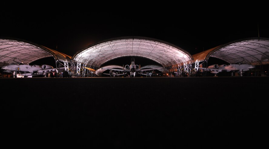 MOODY AIR FORCE BASE, Ga. -- Three A-10C Thunderbolt II aircraft are prepared for deployment here. Members from the 23rd Aircraft Maintenance Squadron help to ensure the A-10 had a quick takeoff. (U.S. Air Force photo/Airman 1st Class Benjamin Wiseman)
