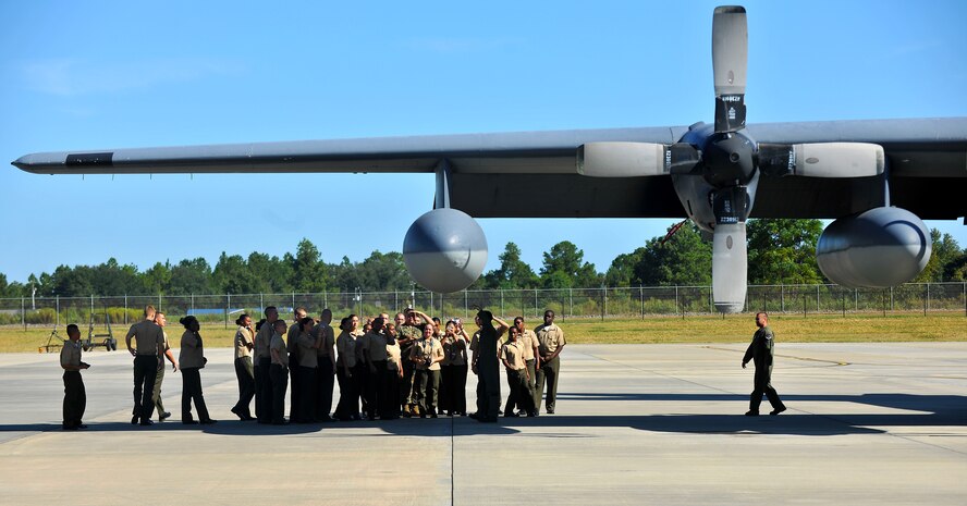 MOODY AIR FORCE BASE, Ga. -- Colquitt County High School Marine Corps Junior ROTC get an up-close glimpse of a HC-130P/N Combat King during a base tour of Moody here Sept. 16. The high school students had an opportunity to walk around inside the aircraft and talk to the pilots who fly them. (U.S. Air Force photo/Airman 1st Class Joshua Green)




